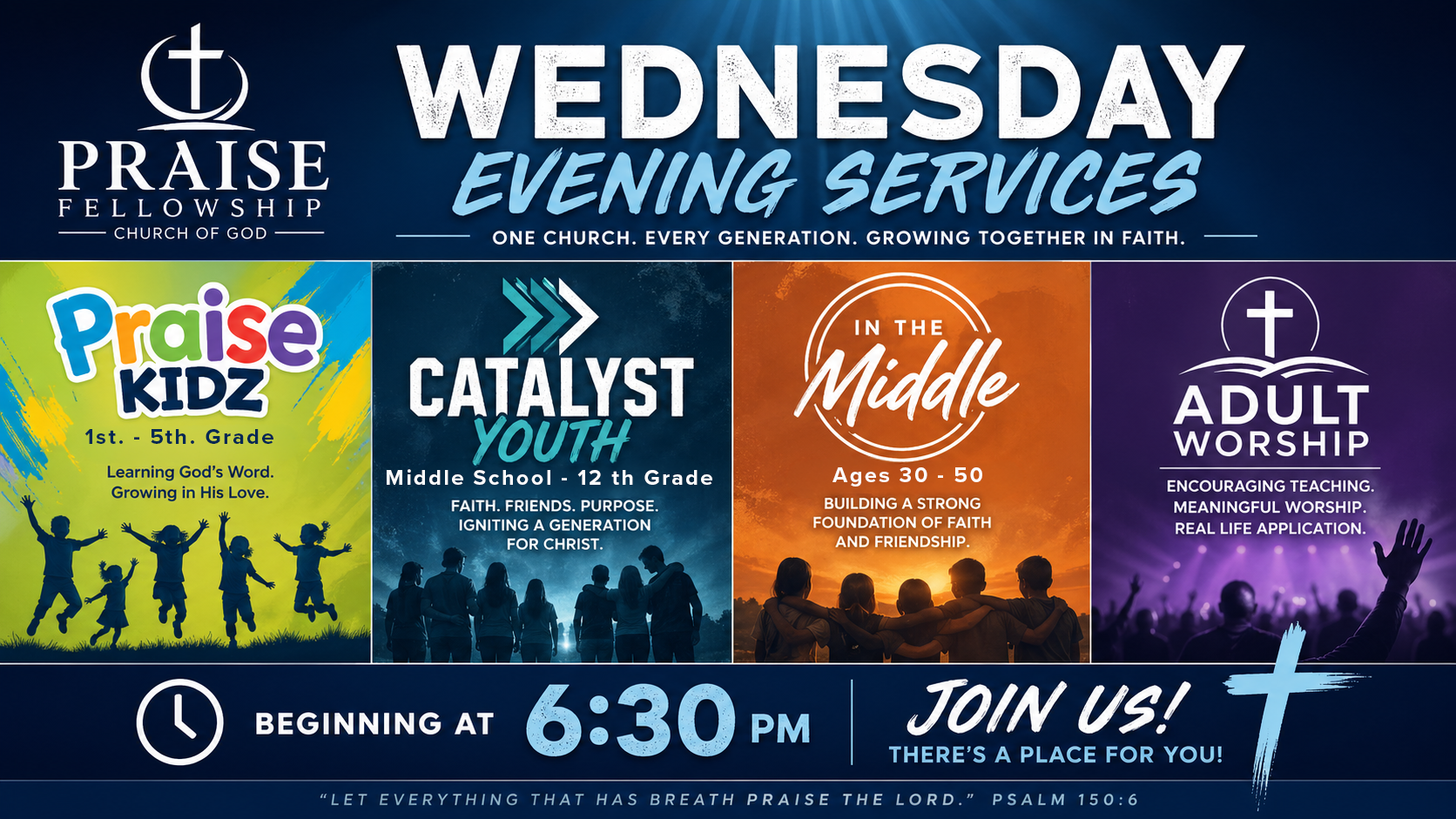 Firefly_gpt-image_create a slide 16x9 landscape advertising Wednesday Evening Services at Praise Fellow 92753 copy.png
